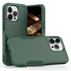 Coque Contour Silicone et Plastique Housse Etui Protection Integrale 360 Degres MQ1 pour Apple iPhone 15 Pro Max Vert Nuit