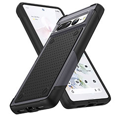 Coque Contour Silicone et Plastique Housse Etui Protection Integrale 360 Degres MQ1 pour Google Pixel 7 Pro 5G Gris Fonce