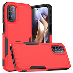 Coque Contour Silicone et Plastique Housse Etui Protection Integrale 360 Degres MQ1 pour Motorola Moto G31 Rouge