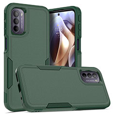 Coque Contour Silicone et Plastique Housse Etui Protection Integrale 360 Degres MQ1 pour Motorola Moto G31 Vert Nuit