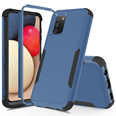 Coque Contour Silicone et Plastique Housse Etui Protection Integrale 360 Degres MQ1 pour Samsung Galaxy F02S SM-E025F Bleu et Noir