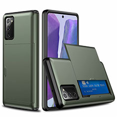 Coque Contour Silicone et Plastique Housse Etui Protection Integrale 360 Degres N01 pour Samsung Galaxy Note 20 5G Vert Nuit