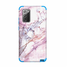 Coque Contour Silicone et Plastique Housse Etui Protection Integrale 360 Degres N02 pour Samsung Galaxy Note 20 5G Bleu Ciel