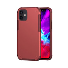 Coque Contour Silicone et Plastique Housse Etui Protection Integrale 360 Degres pour Apple iPhone 12 Rouge