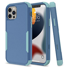 Coque Contour Silicone et Plastique Housse Etui Protection Integrale 360 Degres pour Apple iPhone 13 Pro Bleu Ciel