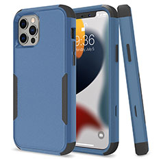 Coque Contour Silicone et Plastique Housse Etui Protection Integrale 360 Degres pour Apple iPhone 13 Pro Max Bleu et Noir