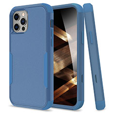 Coque Contour Silicone et Plastique Housse Etui Protection Integrale 360 Degres pour Apple iPhone 14 Pro Max Bleu