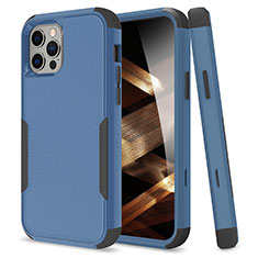 Coque Contour Silicone et Plastique Housse Etui Protection Integrale 360 Degres pour Apple iPhone 14 Pro Max Bleu et Noir