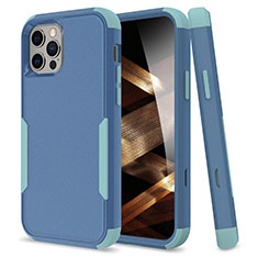 Coque Contour Silicone et Plastique Housse Etui Protection Integrale 360 Degres pour Apple iPhone 15 Pro Max Bleu Ciel