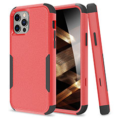 Coque Contour Silicone et Plastique Housse Etui Protection Integrale 360 Degres pour Apple iPhone 15 Pro Max Rouge