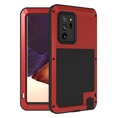 Coque Contour Silicone et Plastique Housse Etui Protection Integrale 360 Degres pour Samsung Galaxy Note 20 Ultra 5G Rouge