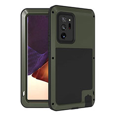 Coque Contour Silicone et Plastique Housse Etui Protection Integrale 360 Degres pour Samsung Galaxy Note 20 Ultra 5G Vert Armee