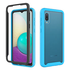 Coque Contour Silicone et Plastique Housse Etui Protection Integrale 360 Degres U01 pour Samsung Galaxy A02 Bleu et Noir