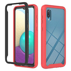 Coque Contour Silicone et Plastique Housse Etui Protection Integrale 360 Degres U03 pour Samsung Galaxy A02 Rouge