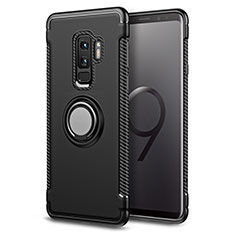 Coque Contour Silicone et Plastique Mat avec Support Bague Anneau pour Samsung Galaxy S9 Plus Noir