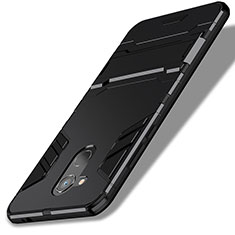 Coque Contour Silicone et Plastique Mat avec Support pour Huawei Honor 6C Pro Noir