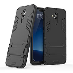 Coque Contour Silicone et Plastique Mat avec Support pour Huawei Mate 20 Lite Noir