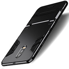 Coque Contour Silicone et Plastique Mat avec Support pour Samsung Galaxy C8 C710F Noir