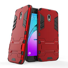 Coque Contour Silicone et Plastique Mat avec Support pour Samsung Galaxy J3 (2018) SM-J377A Rouge