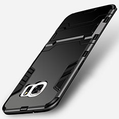 Coque Contour Silicone et Plastique Mat avec Support pour Samsung Galaxy S7 Edge G935F Noir