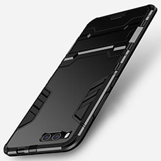 Coque Contour Silicone et Plastique Mat avec Support pour Xiaomi Mi Note 3 Noir