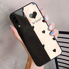 Coque Contour Silicone et Vitre Amour Coeur Miroir Etui Housse pour Huawei P30 Or et Noir