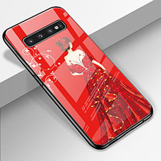 Coque Contour Silicone et Vitre Dos de Fille Miroir Etui Housse K01 pour Samsung Galaxy S10 5G Rouge