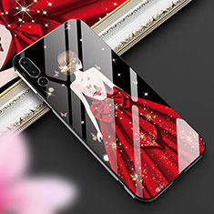 Coque Contour Silicone et Vitre Dos de Fille Miroir Etui Housse K02 pour Huawei P20 Pro Rouge et Noir