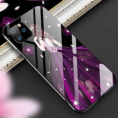 Coque Contour Silicone et Vitre Dos de Fille Miroir Etui Housse M01 pour Apple iPhone 11 Pro Violet