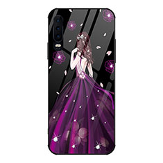 Coque Contour Silicone et Vitre Dos de Fille Miroir Etui Housse pour Huawei P30 Violet