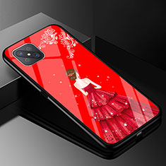 Coque Contour Silicone et Vitre Dos de Fille Miroir Etui Housse pour Oppo Reno4 Z 5G Rouge