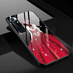 Coque Contour Silicone et Vitre Dos de Fille Miroir Etui Housse pour Xiaomi Mi 10 Ultra Rouge
