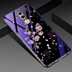 Coque Contour Silicone et Vitre Fleurs Miroir Etui Housse H01 pour Huawei Mate 20 Lite Violet