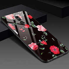 Coque Contour Silicone et Vitre Fleurs Miroir Etui Housse H02 pour Huawei Mate 20 Lite Noir