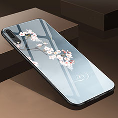 Coque Contour Silicone et Vitre Fleurs Miroir Etui Housse P01 pour Huawei P20 Gris