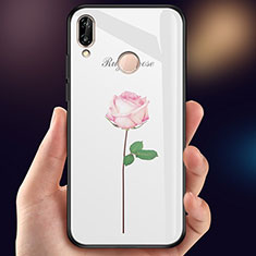 Coque Contour Silicone et Vitre Fleurs Miroir Etui Housse pour Huawei Nova 3e Rose