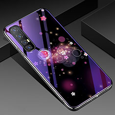 Coque Contour Silicone et Vitre Fleurs Miroir Etui Housse pour Oppo Find X2 Neo Violet