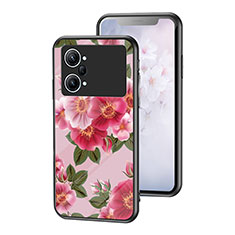 Coque Contour Silicone et Vitre Fleurs Miroir Etui Housse pour Oppo K10 Pro 5G Rouge