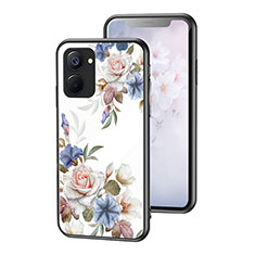 Coque Contour Silicone et Vitre Fleurs Miroir Etui Housse pour Realme 10S 5G Blanc