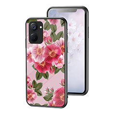 Coque Contour Silicone et Vitre Fleurs Miroir Etui Housse pour Realme 10S 5G Rouge