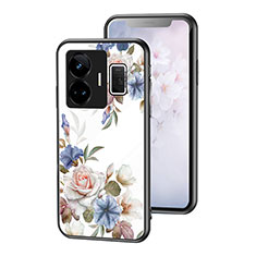 Coque Contour Silicone et Vitre Fleurs Miroir Etui Housse pour Realme GT Neo5 240W 5G Blanc