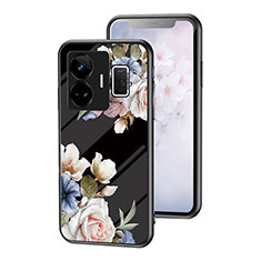 Coque Contour Silicone et Vitre Fleurs Miroir Etui Housse pour Realme GT Neo5 240W 5G Noir