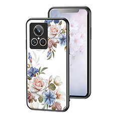 Coque Contour Silicone et Vitre Fleurs Miroir Etui Housse pour Realme GT2 Master Explorer Blanc