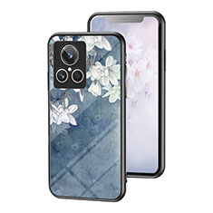 Coque Contour Silicone et Vitre Fleurs Miroir Etui Housse pour Realme GT2 Master Explorer Bleu