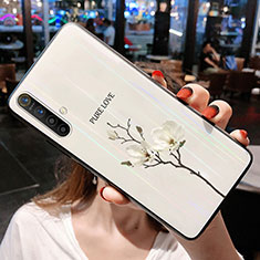 Coque Contour Silicone et Vitre Fleurs Miroir Etui Housse pour Realme X3 SuperZoom Blanc