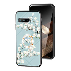 Coque Contour Silicone et Vitre Fleurs Miroir Etui Housse S01 pour Asus ROG Phone 3 Cyan