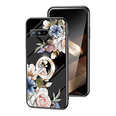 Coque Contour Silicone et Vitre Fleurs Miroir Etui Housse S01 pour Asus ROG Phone 3 Strix ZS661KS Noir