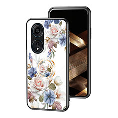 Coque Contour Silicone et Vitre Fleurs Miroir Etui Housse S01 pour Huawei Honor X5 Plus Blanc