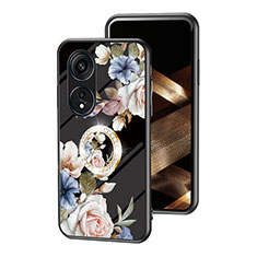 Coque Contour Silicone et Vitre Fleurs Miroir Etui Housse S01 pour Huawei Honor X5 Plus Noir