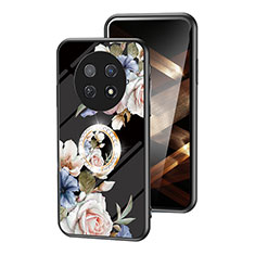 Coque Contour Silicone et Vitre Fleurs Miroir Etui Housse S01 pour Huawei Nova Y91 Noir